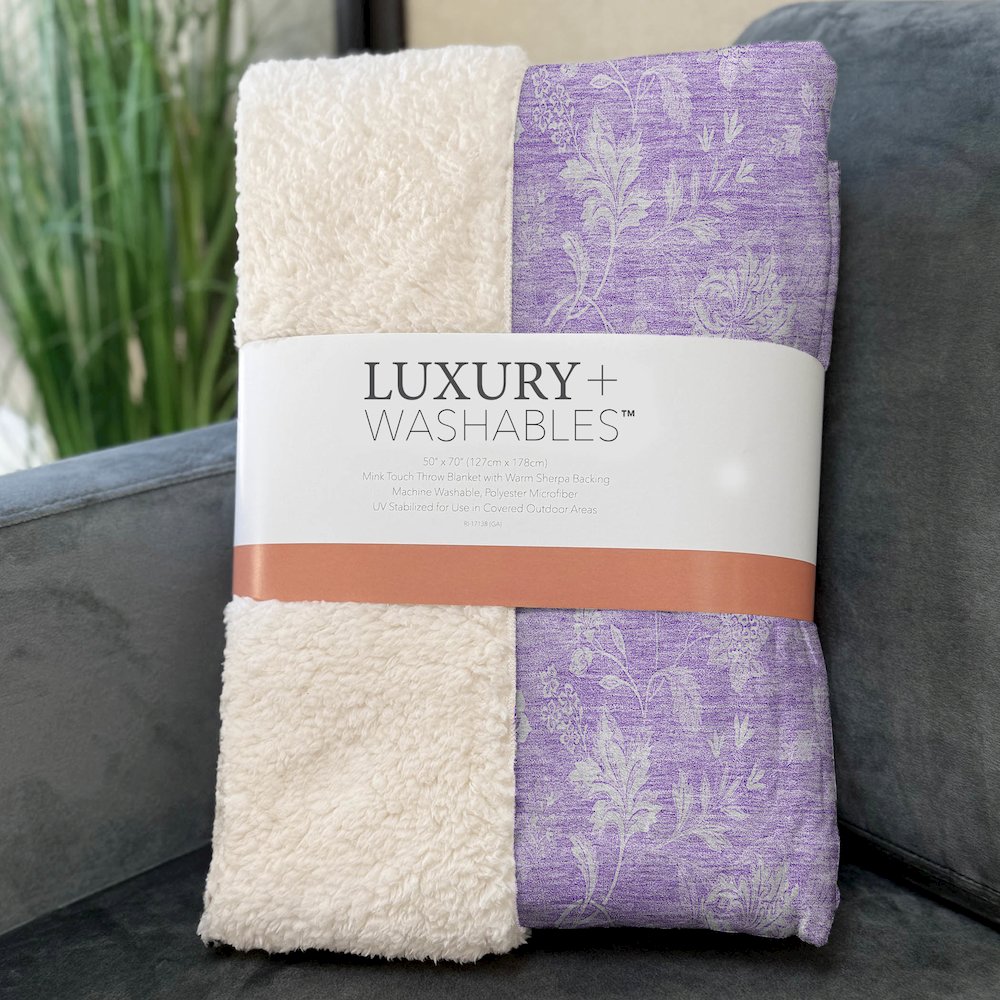 Premium Machine Washable ASB681 Lilac 50" x 70" Sherpa Throw Blanket