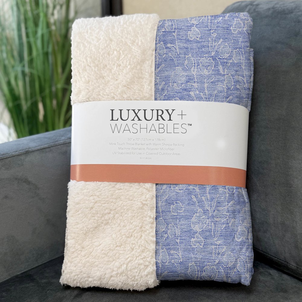 Premium Machine Washable ASB691 Denim 50" x 70" Sherpa Throw Blanket