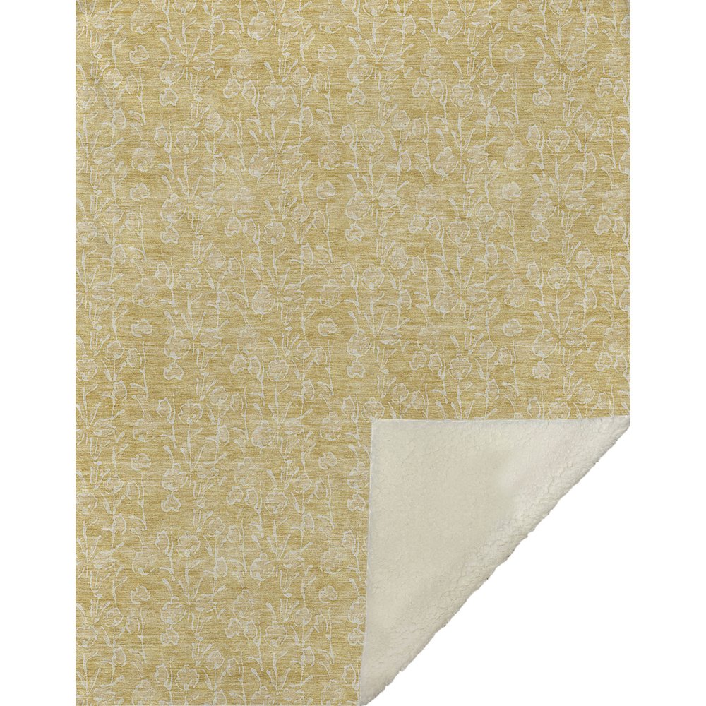 Premium Machine Washable ASB691 Gold 50" x 70" Sherpa Throw Blanket