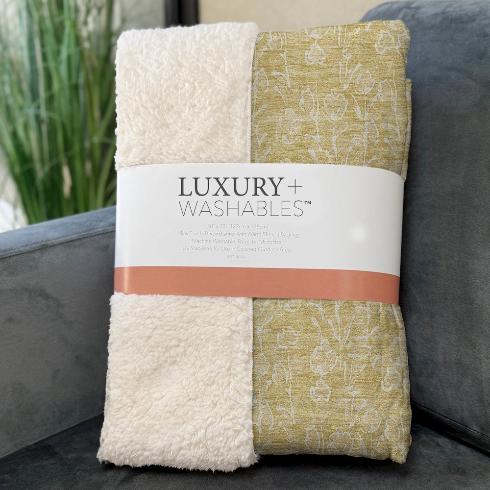 Premium Machine Washable ASB691 Gold 50" x 70" Sherpa Throw Blanket