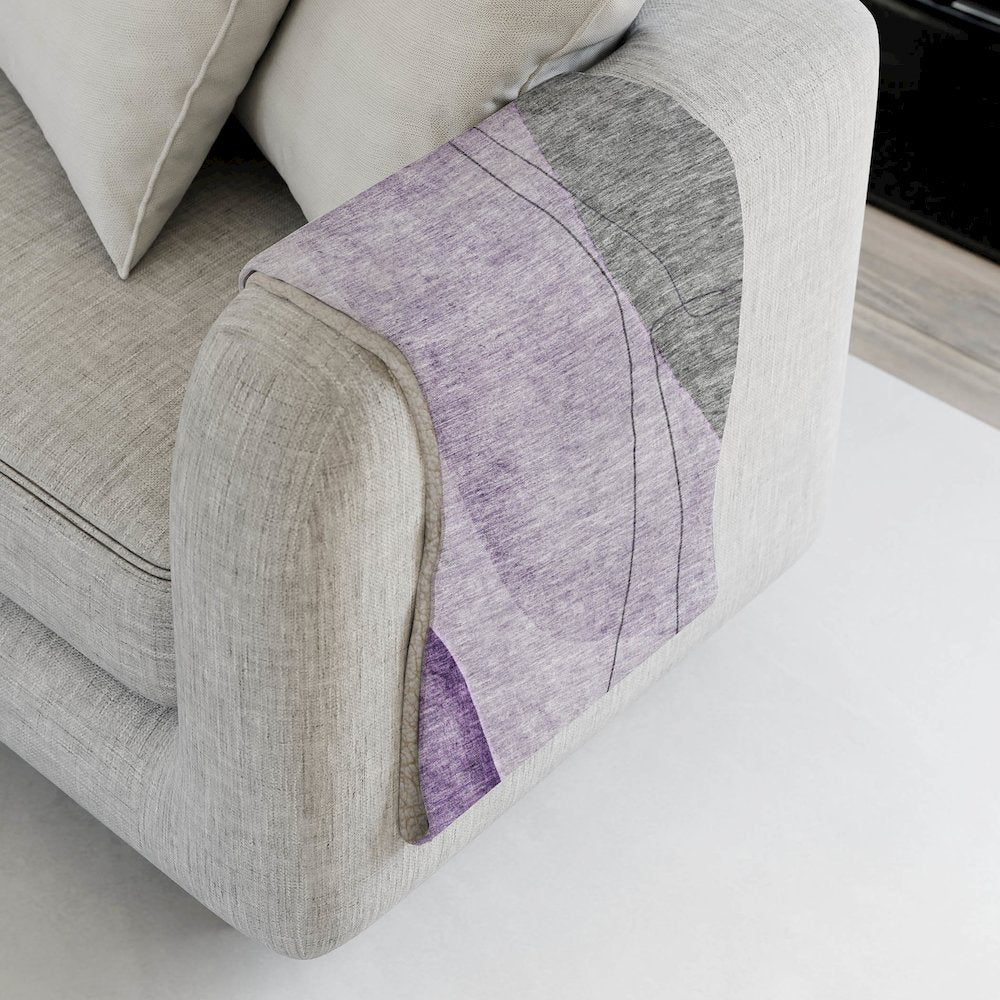 Premium Machine Washable ASB696 Purple 50" x 70" Sherpa Throw Blanket