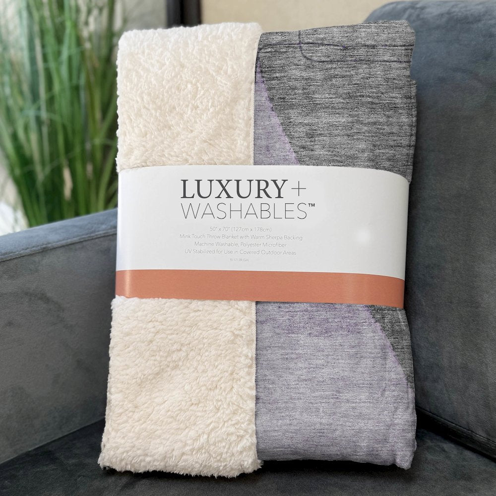 Premium Machine Washable ASB696 Purple 50" x 70" Sherpa Throw Blanket