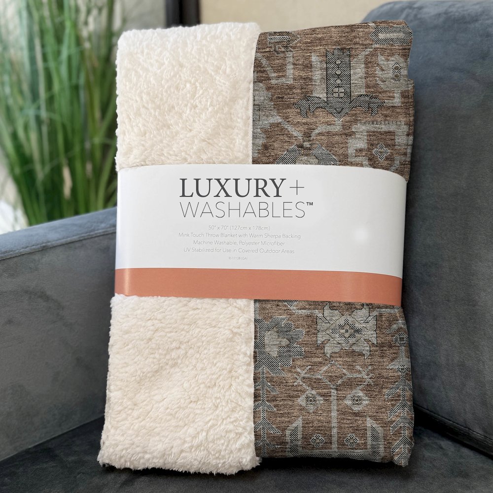 Premium Machine Washable ASB697 Paprika 50" x 70" Sherpa Throw Blanket