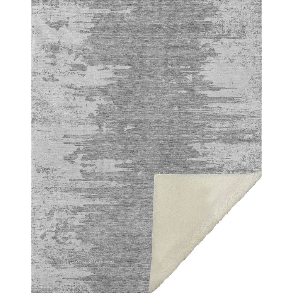 Premium Machine Washable ASB705 Silver 50" x 70" Sherpa Throw Blanket