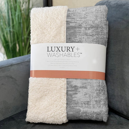 Premium Machine Washable ASB705 Silver 50" x 70" Sherpa Throw Blanket