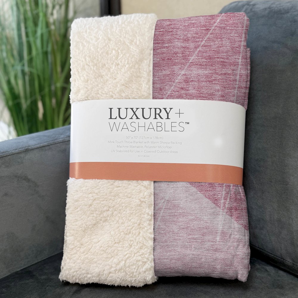Premium Machine Washable ASB706 Pink 50" x 70" Sherpa Throw Blanket