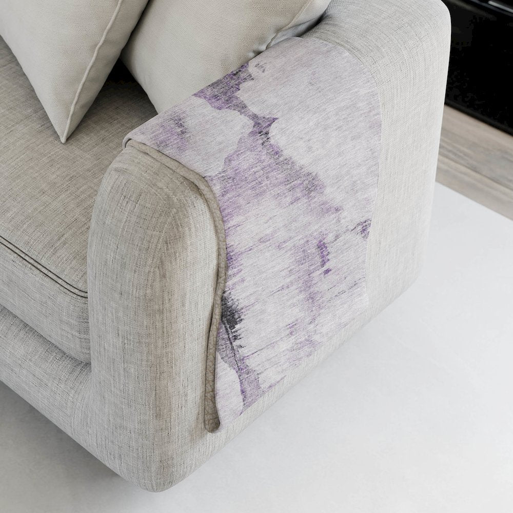 Premium Machine Washable ASB710 Purple 50" x 70" Sherpa Throw Blanket