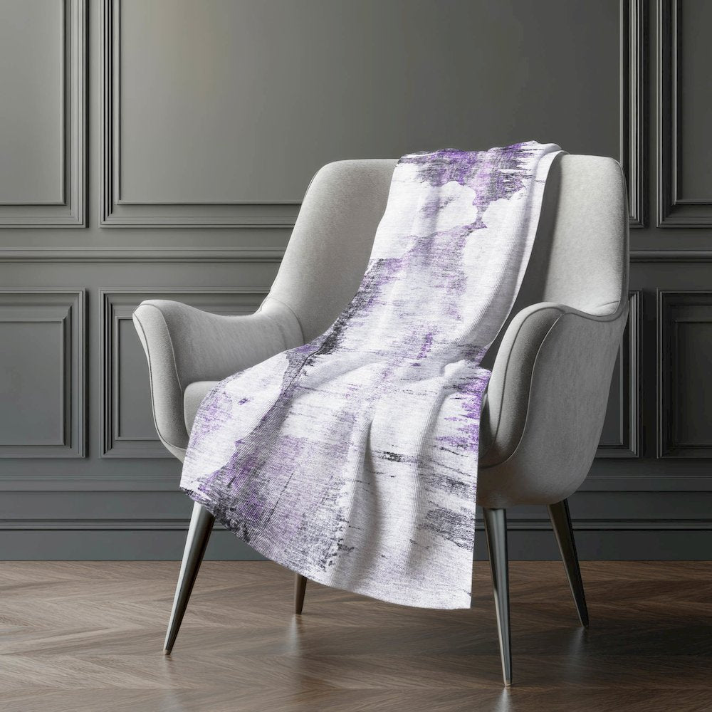 Premium Machine Washable ASB710 Purple 50" x 70" Sherpa Throw Blanket