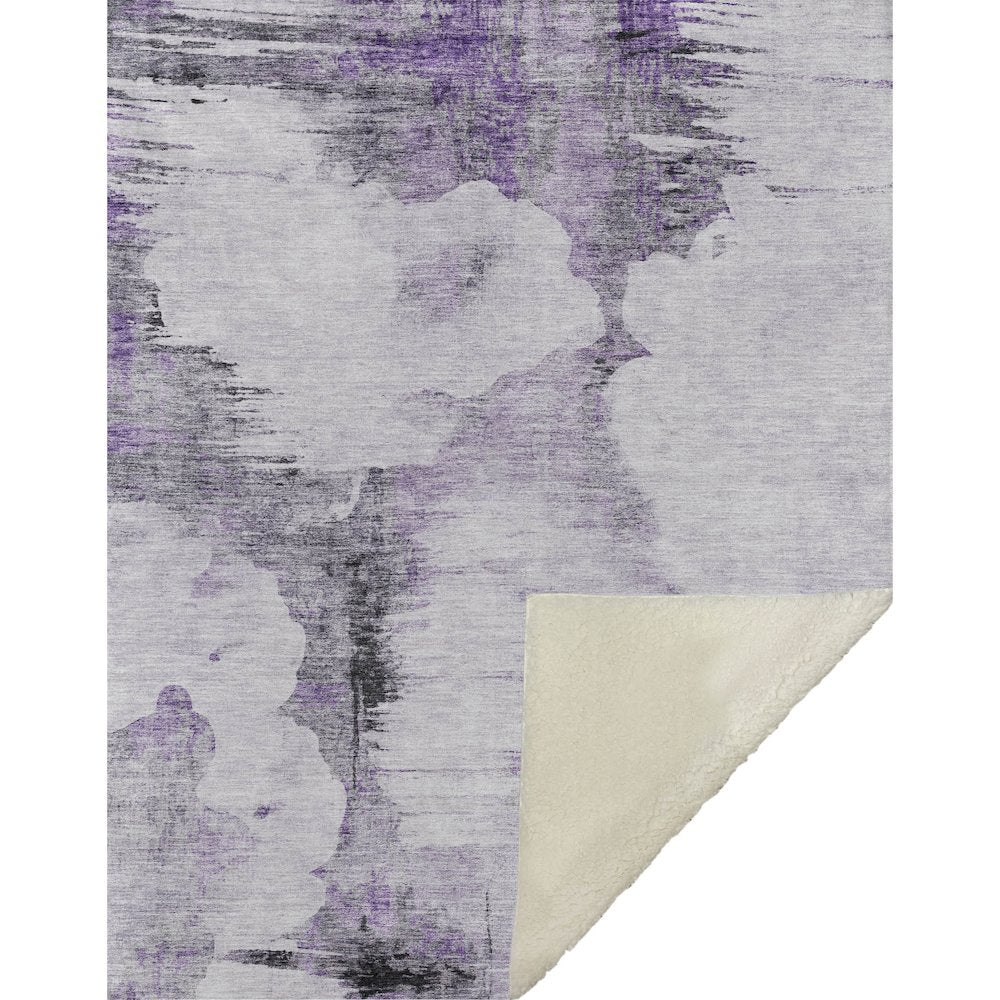 Premium Machine Washable ASB710 Purple 50" x 70" Sherpa Throw Blanket
