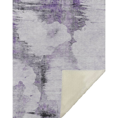 Premium Machine Washable ASB710 Purple 50" x 70" Sherpa Throw Blanket