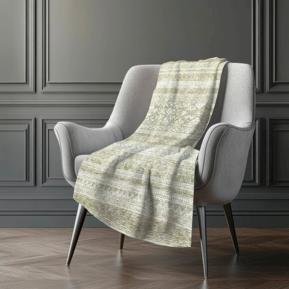 Premium Machine Washable ASB714 Khaki 50" x 70" Sherpa Throw Blanket