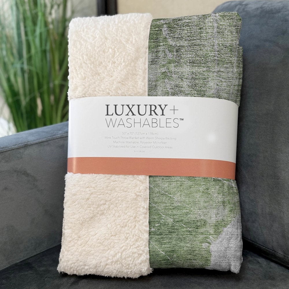 Premium Machine Washable ASB719 Aloe 50" x 70" Sherpa Throw Blanket