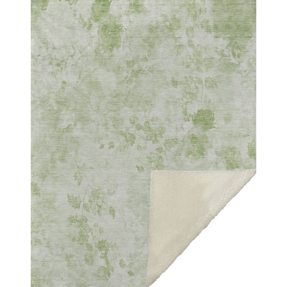 Premium Machine Washable ASB724 Aloe 50" x 70" Sherpa Throw Blanket