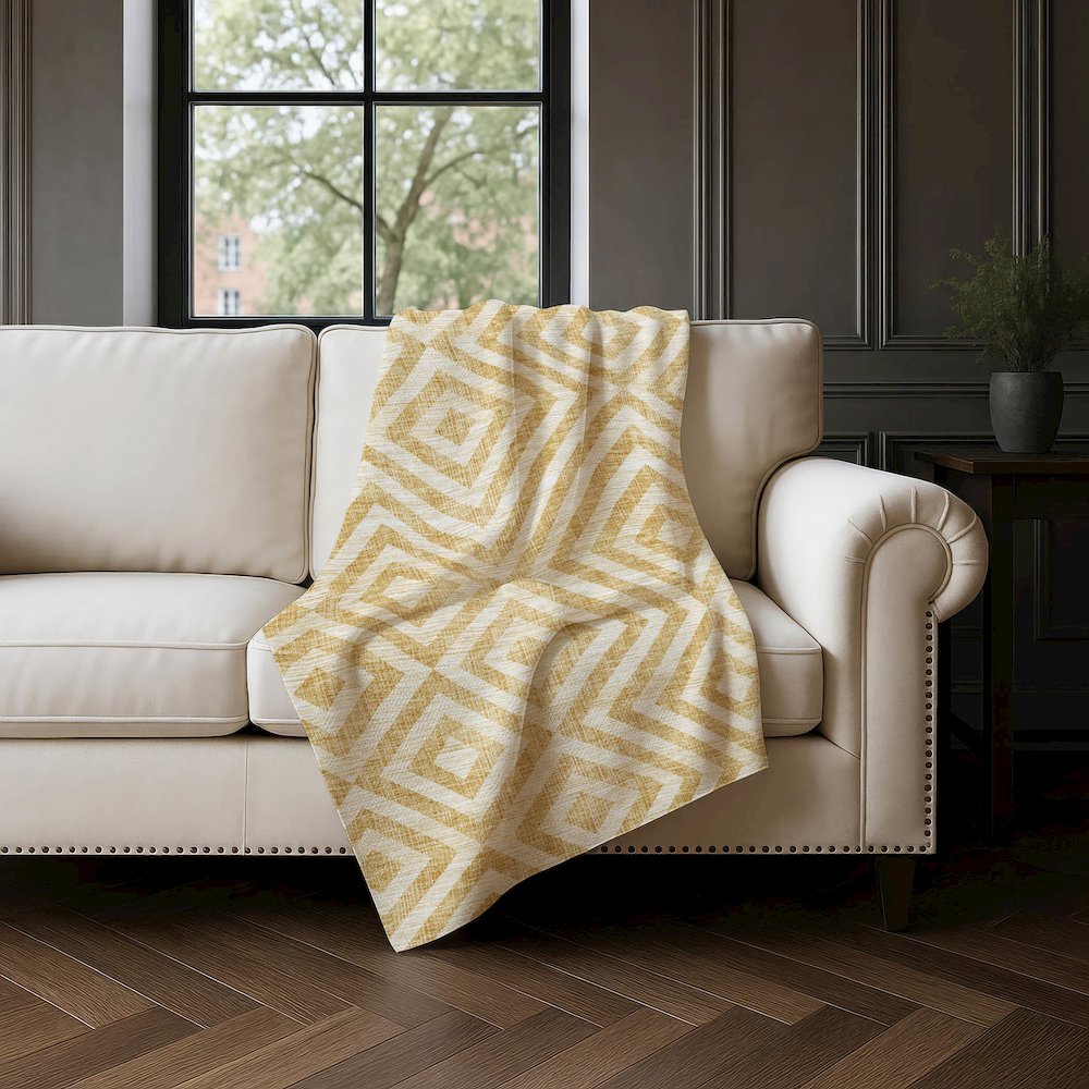 Premium Machine Washable ASB733 Gold 50" x 70" Sherpa Throw Blanket