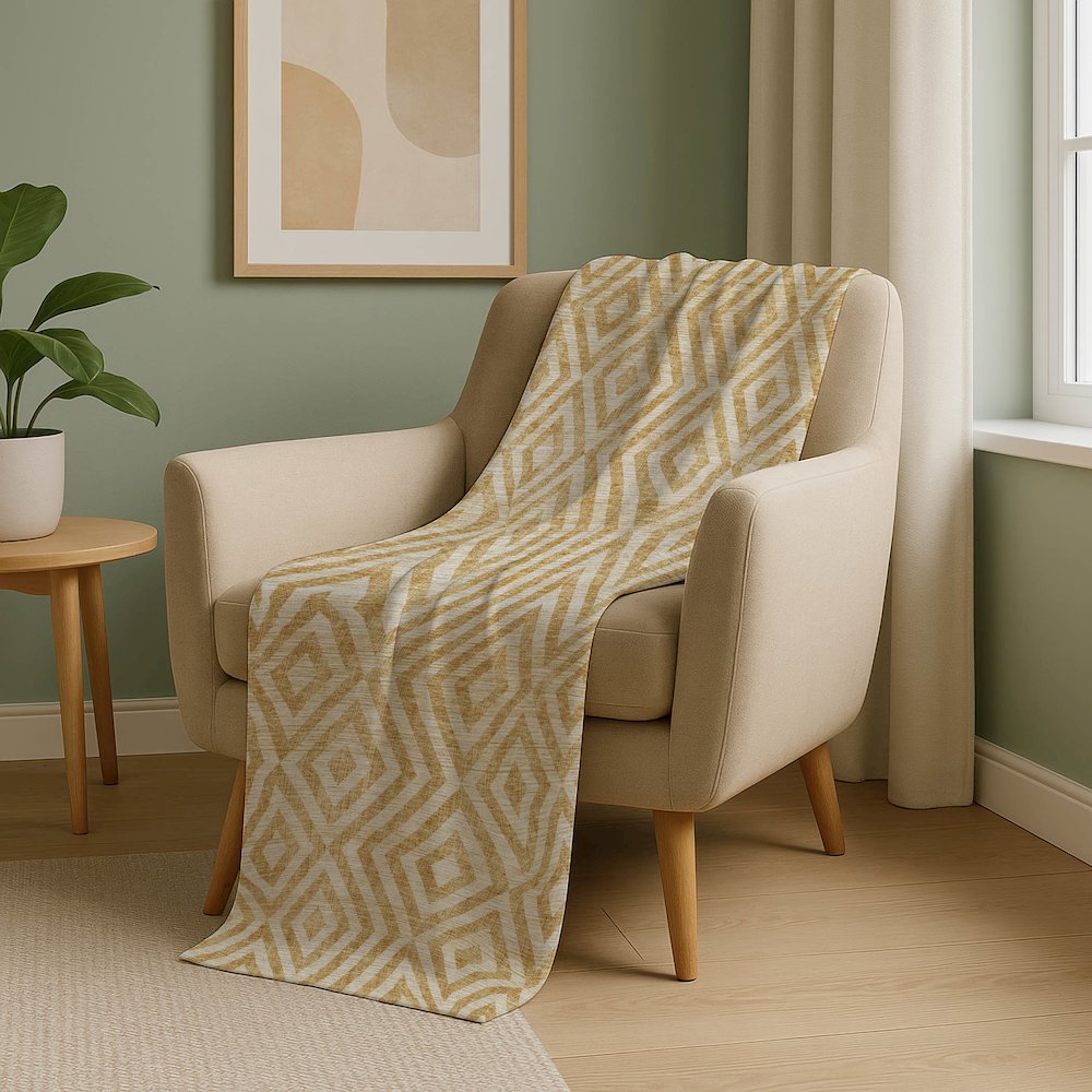 Premium Machine Washable ASB733 Gold 50" x 70" Sherpa Throw Blanket