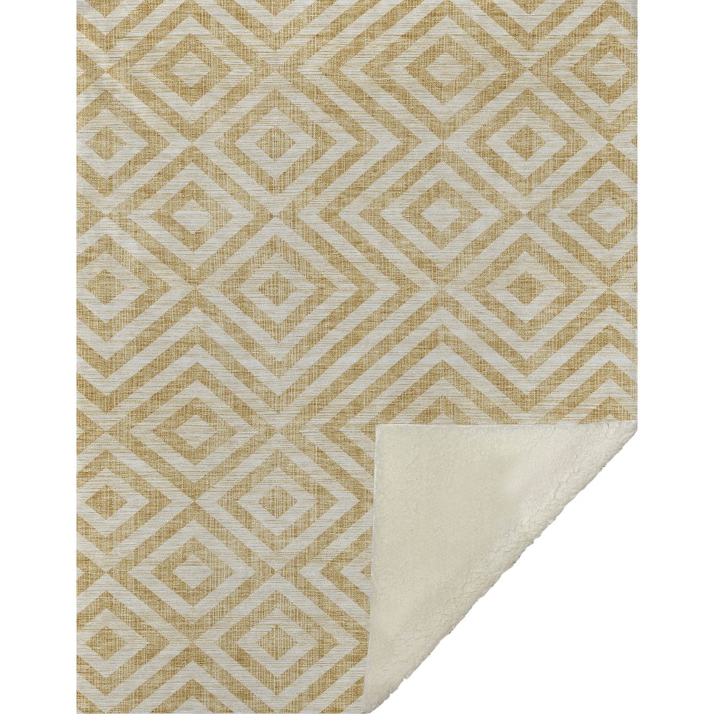 Premium Machine Washable ASB733 Gold 50" x 70" Sherpa Throw Blanket