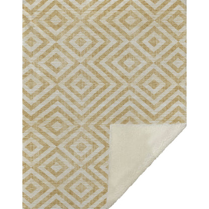 Premium Machine Washable ASB733 Gold 50" x 70" Sherpa Throw Blanket