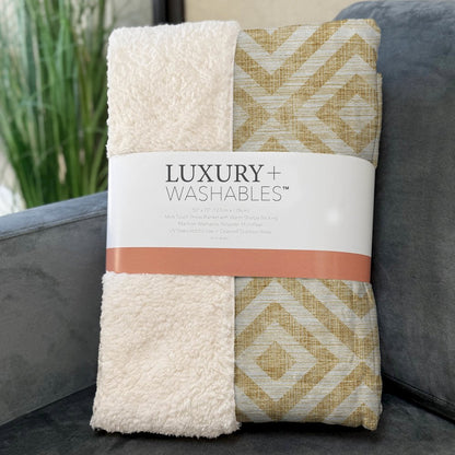 Premium Machine Washable ASB733 Gold 50" x 70" Sherpa Throw Blanket