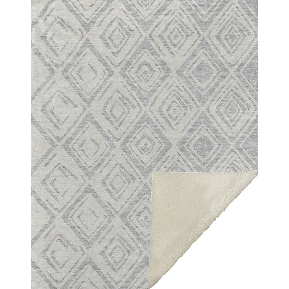 Premium Machine Washable ASB737 Pewter 50" x 70" Sherpa Throw Blanket
