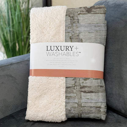 Premium Machine Washable ASB745 Taupe 50" x 70" Sherpa Throw Blanket