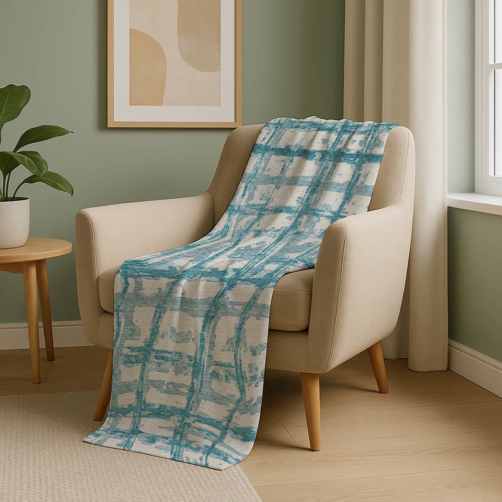 Premium Machine Washable ASB745 Teal 50" x 70" Sherpa Throw Blanket