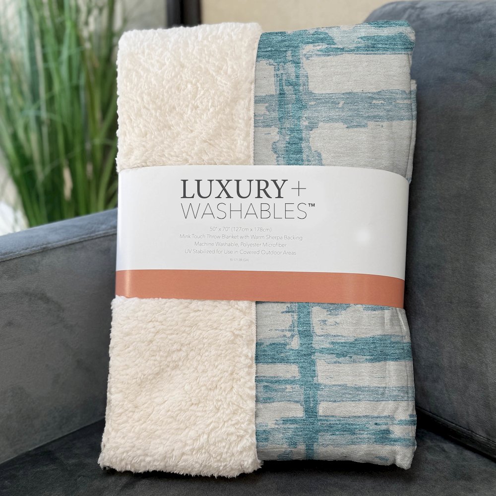 Premium Machine Washable ASB745 Teal 50" x 70" Sherpa Throw Blanket
