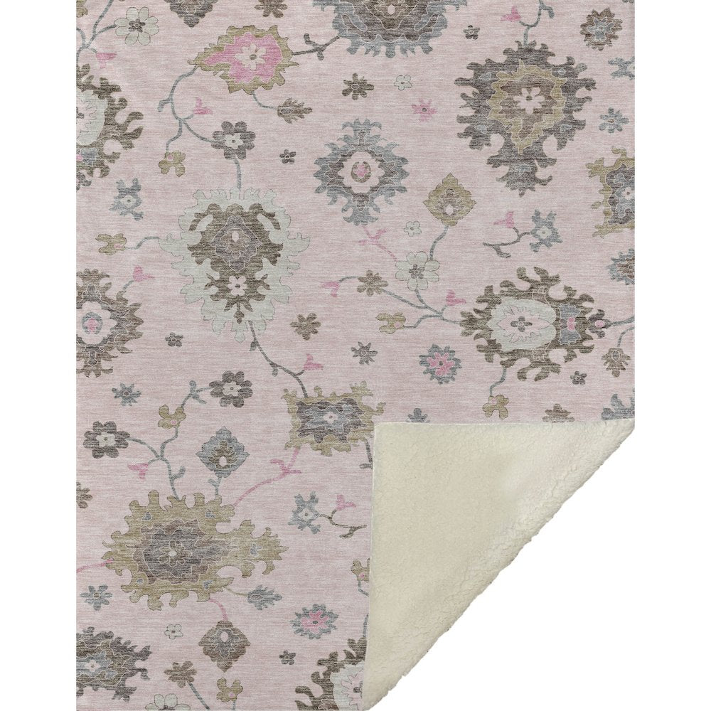 Premium Machine Washable ASB753 Pink 50" x 70" Sherpa Throw Blanket