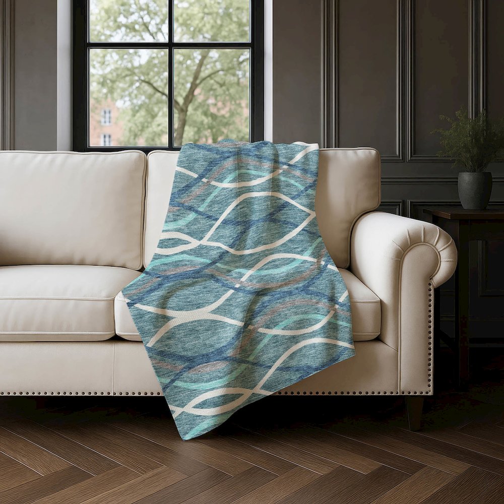 Premium Machine Washable ASB757 Teal 50" x 70" Sherpa Throw Blanket