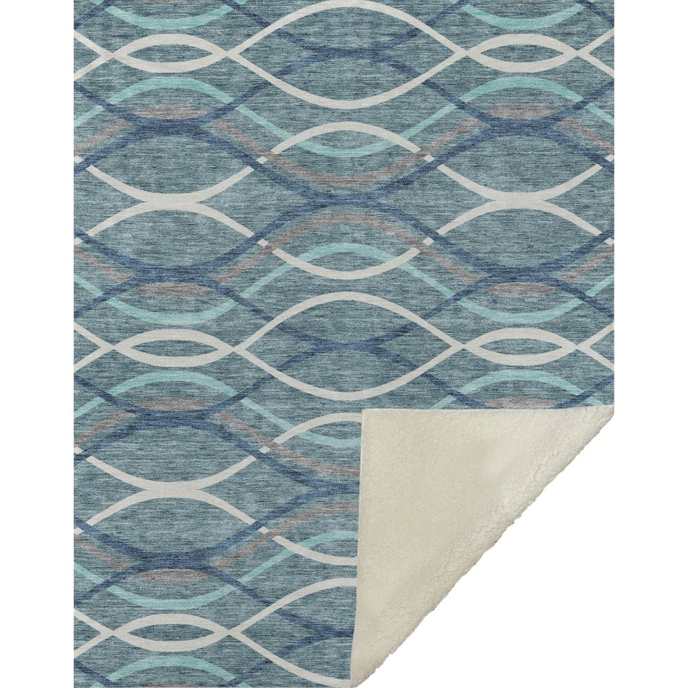 Premium Machine Washable ASB757 Teal 50" x 70" Sherpa Throw Blanket