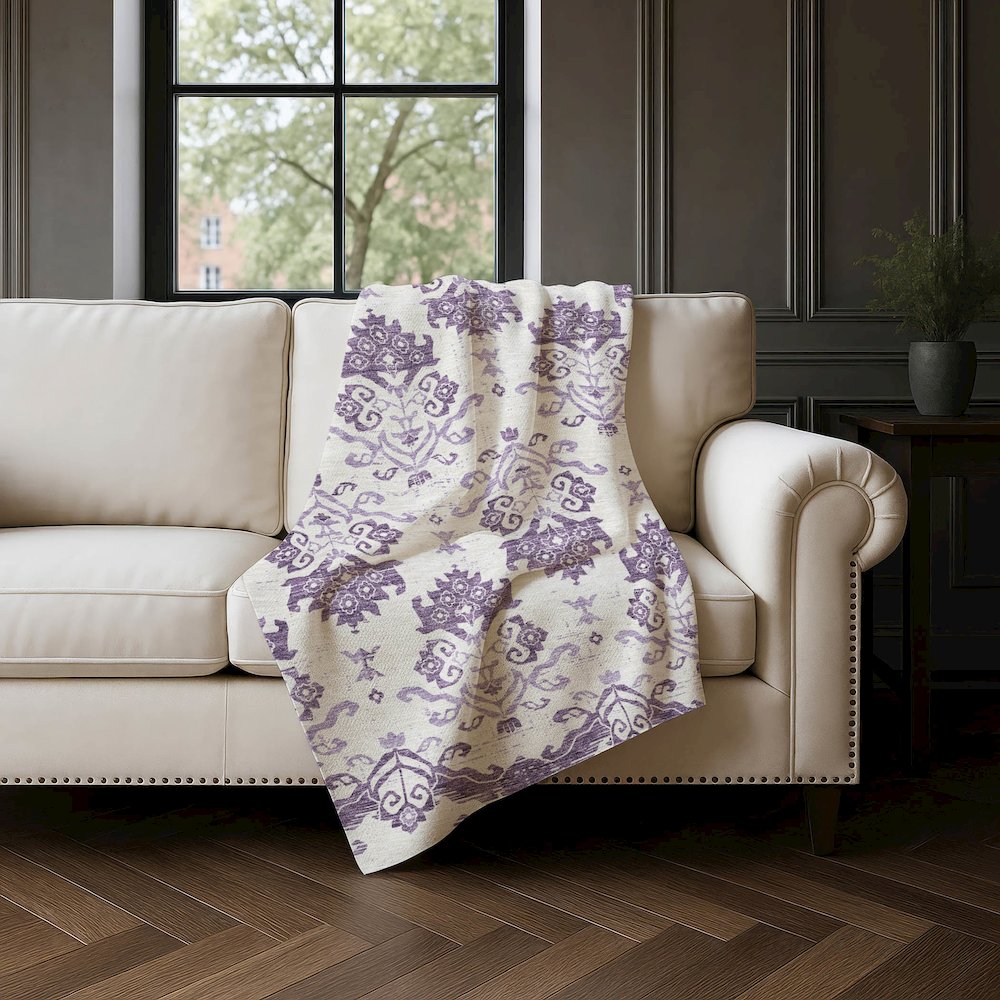 Premium Machine Washable ASB759 Purple 50" x 70" Sherpa Throw Blanket