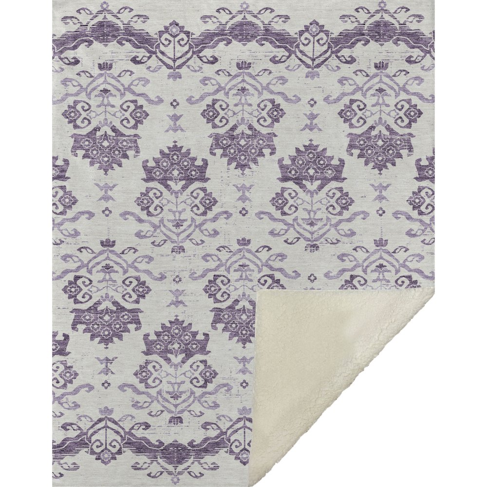 Premium Machine Washable ASB759 Purple 50" x 70" Sherpa Throw Blanket