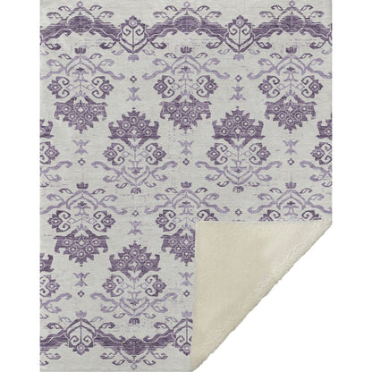 Premium Machine Washable ASB759 Purple 50" x 70" Sherpa Throw Blanket