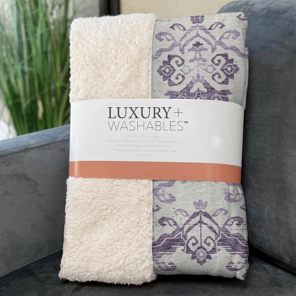 Premium Machine Washable ASB759 Purple 50" x 70" Sherpa Throw Blanket