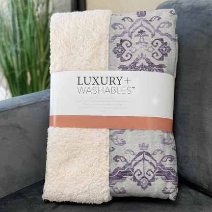 Premium Machine Washable ASB759 Purple 50" x 70" Sherpa Throw Blanket