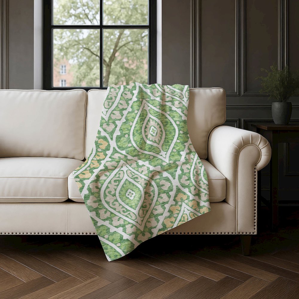 Premium Machine Washable ASB761 Green 50" x 70" Sherpa Throw Blanket