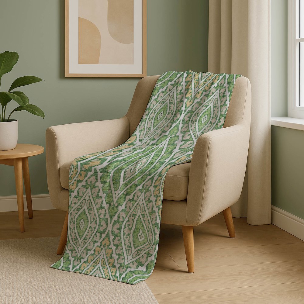 Premium Machine Washable ASB761 Green 50" x 70" Sherpa Throw Blanket