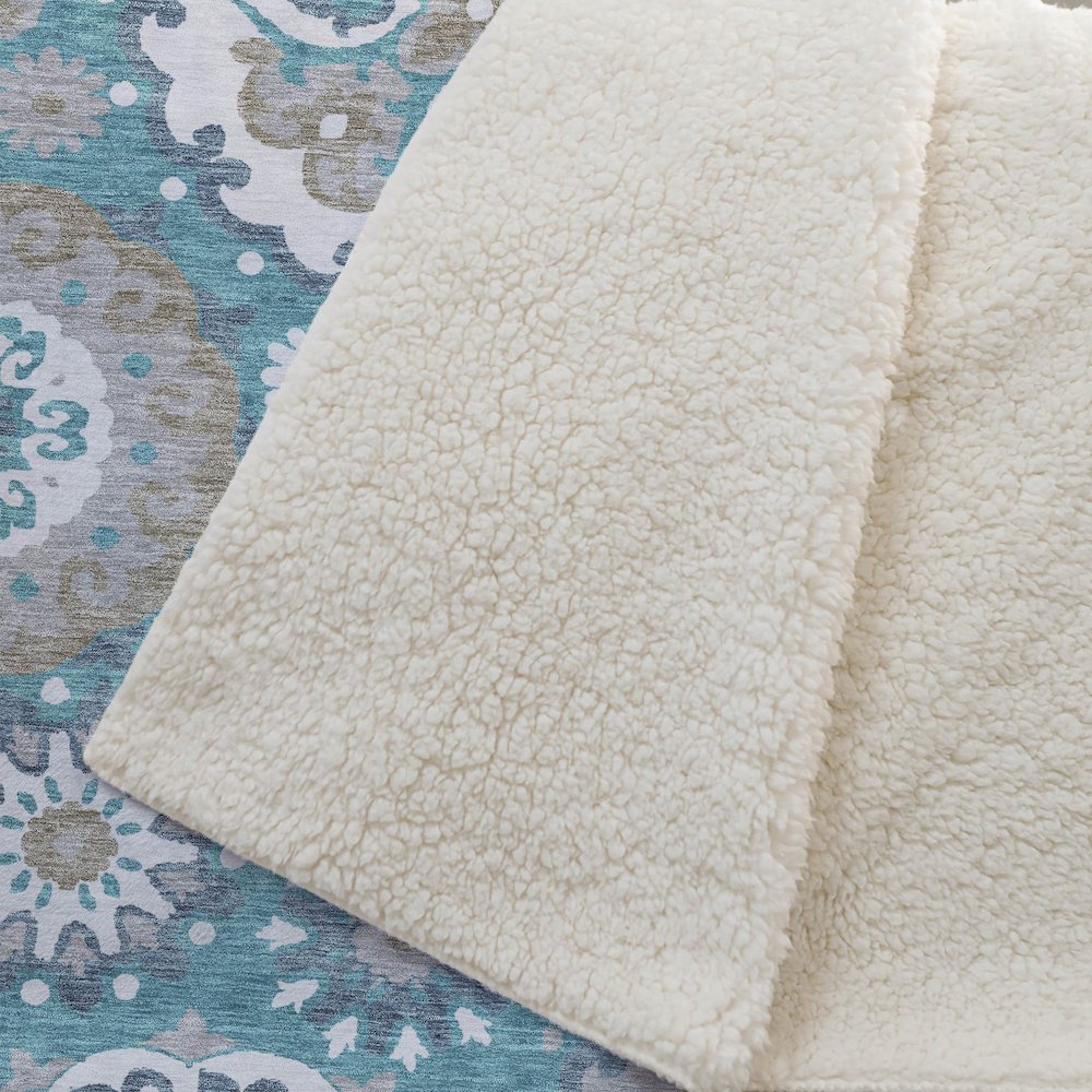 Premium Machine Washable ASB763 Teal 50" x 70" Sherpa Throw Blanket