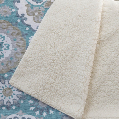 Premium Machine Washable ASB763 Teal 50" x 70" Sherpa Throw Blanket
