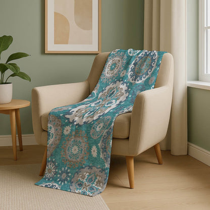 Premium Machine Washable ASB763 Teal 50" x 70" Sherpa Throw Blanket