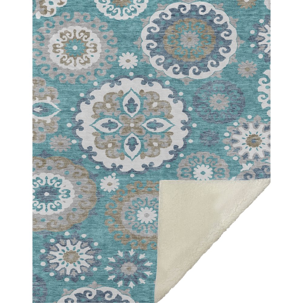 Premium Machine Washable ASB763 Teal 50" x 70" Sherpa Throw Blanket