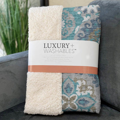 Premium Machine Washable ASB763 Teal 50" x 70" Sherpa Throw Blanket