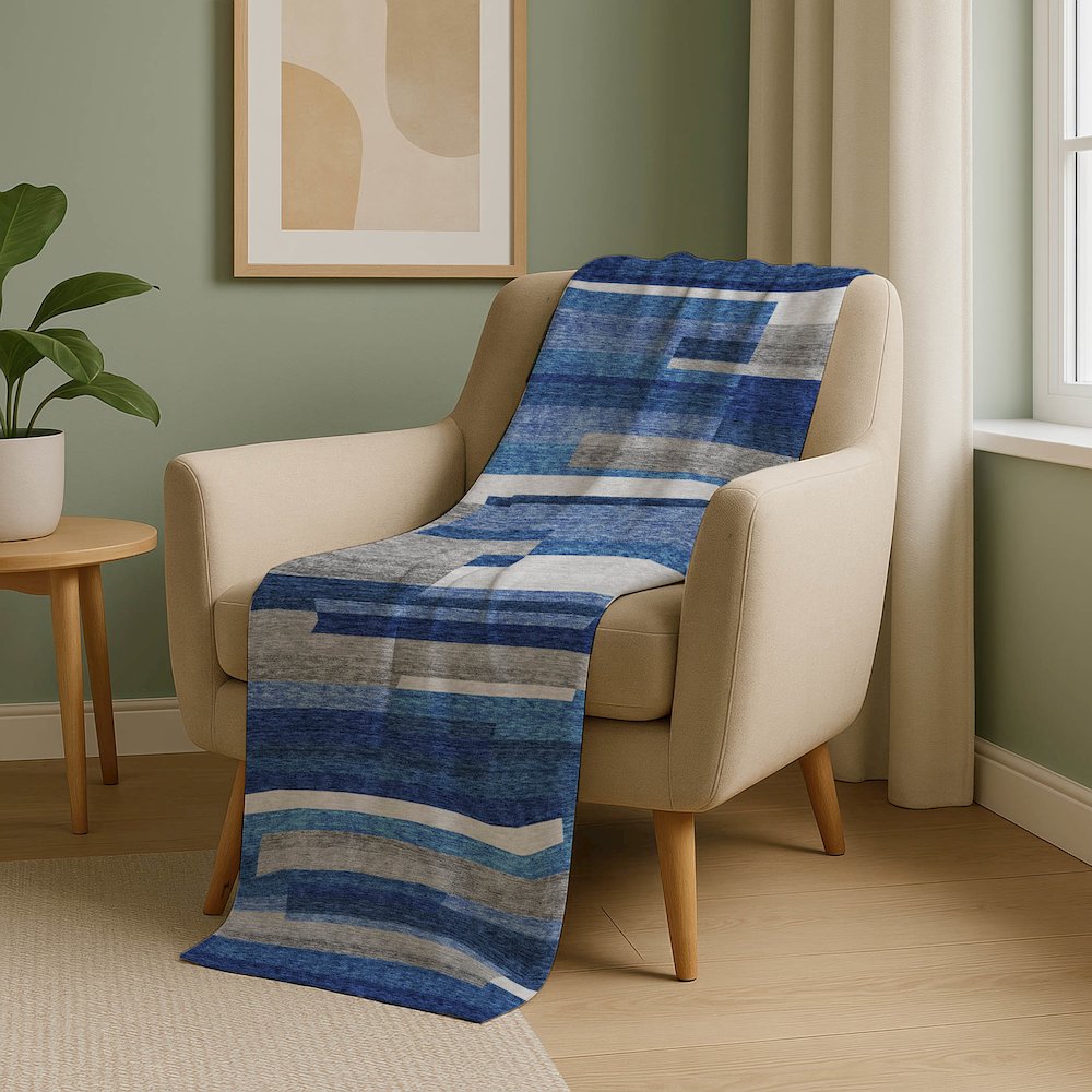 Premium Machine Washable ASB766 Blue 50" x 70" Sherpa Throw Blanket