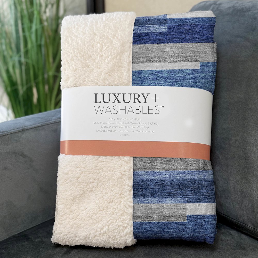 Premium Machine Washable ASB766 Blue 50" x 70" Sherpa Throw Blanket