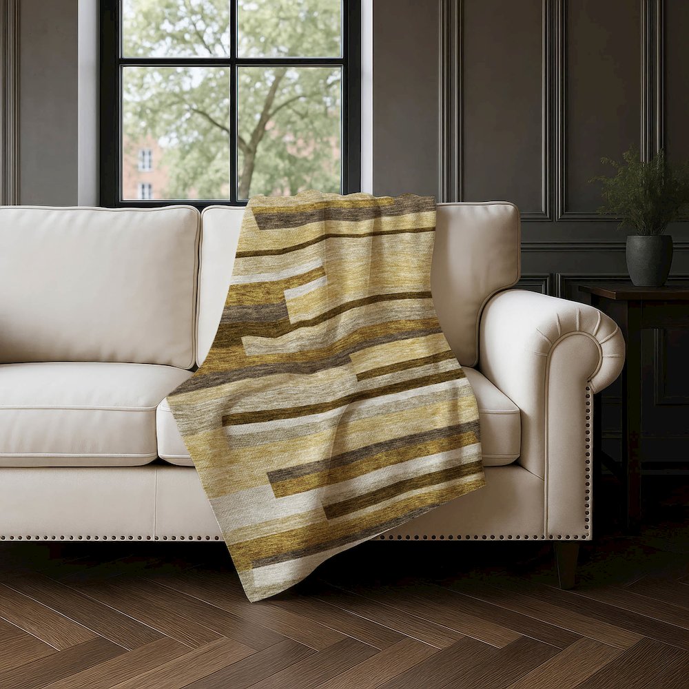 Premium Machine Washable ASB766 Khaki 50" x 70" Sherpa Throw Blanket