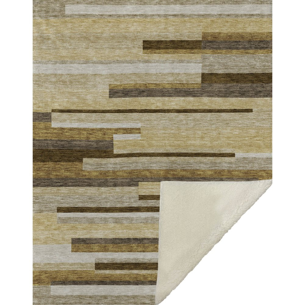 Premium Machine Washable ASB766 Khaki 50" x 70" Sherpa Throw Blanket