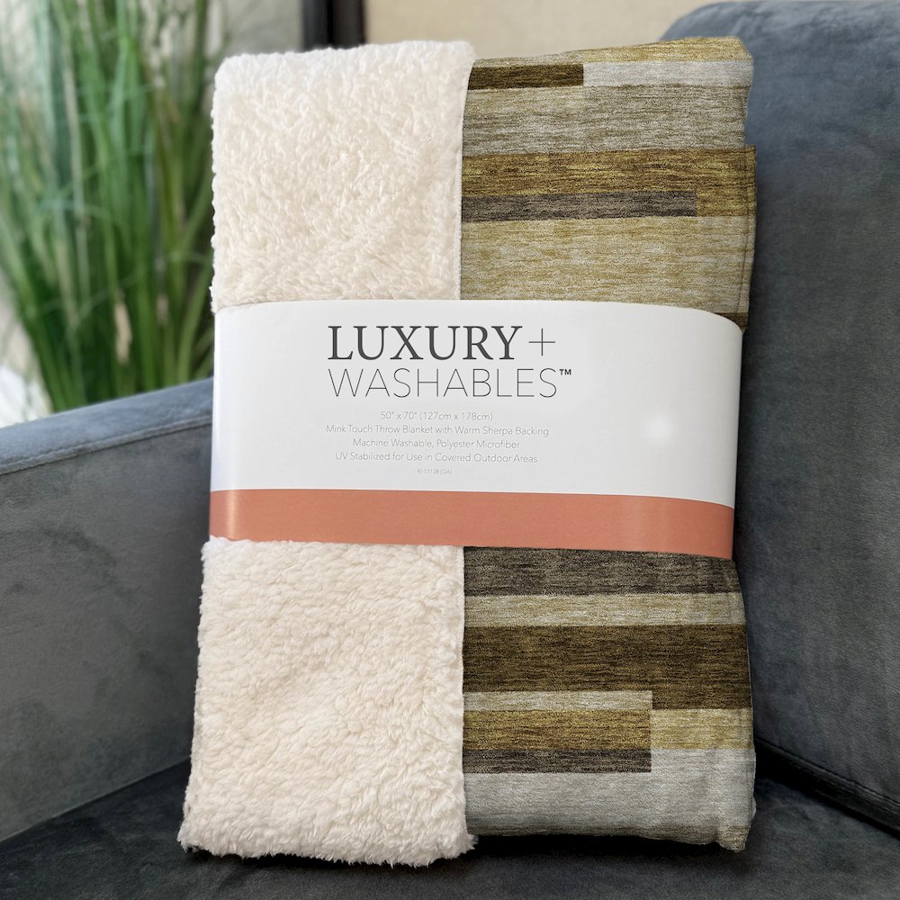 Premium Machine Washable ASB766 Khaki 50" x 70" Sherpa Throw Blanket