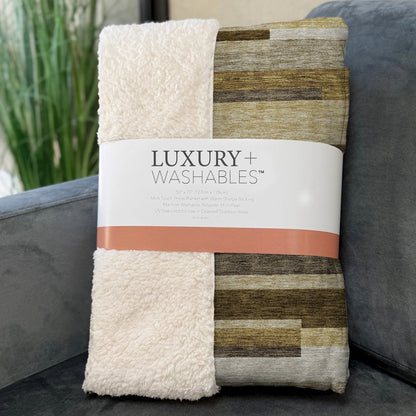 Premium Machine Washable ASB766 Khaki 50" x 70" Sherpa Throw Blanket