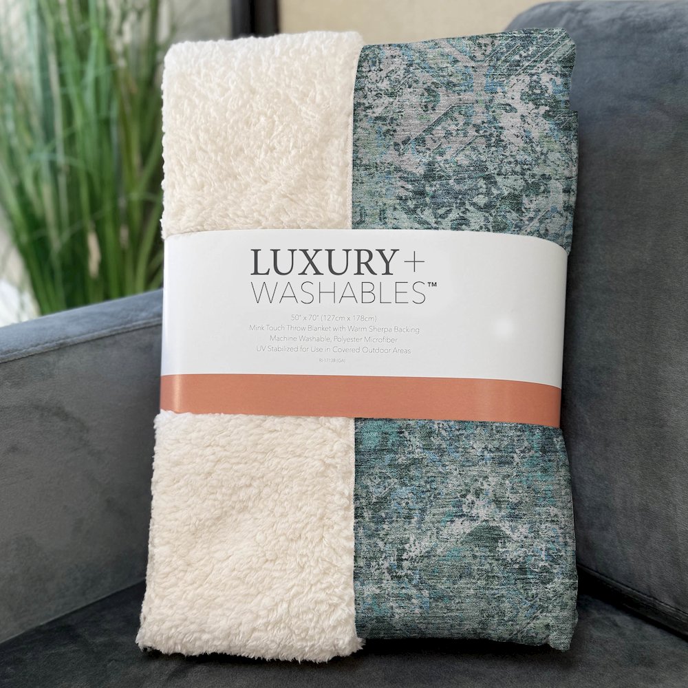Premium Machine Washable ASB768 Sage 50" x 70" Sherpa Throw Blanket