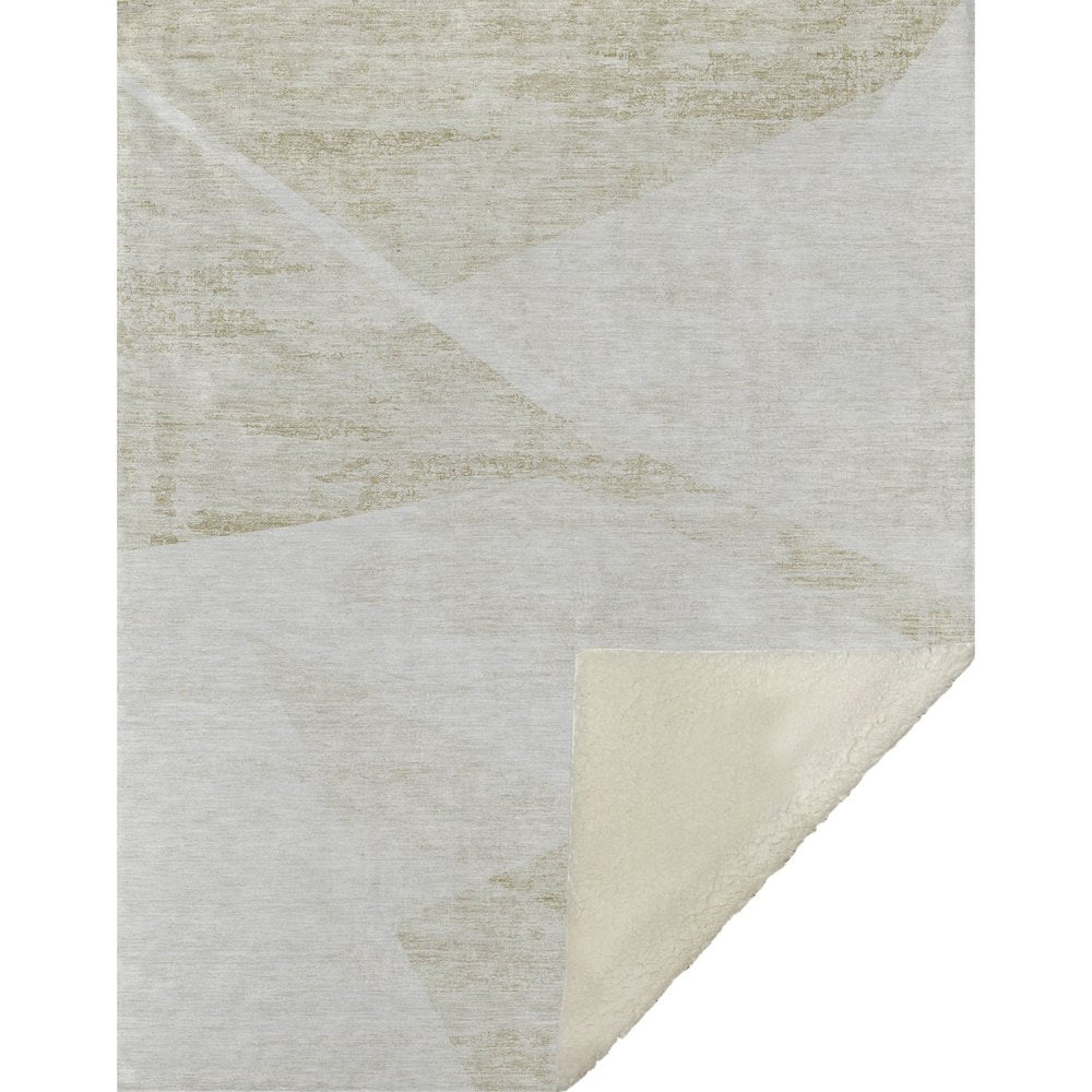 Premium Machine Washable ASB770 Khaki 50" x 70" Sherpa Throw Blanket