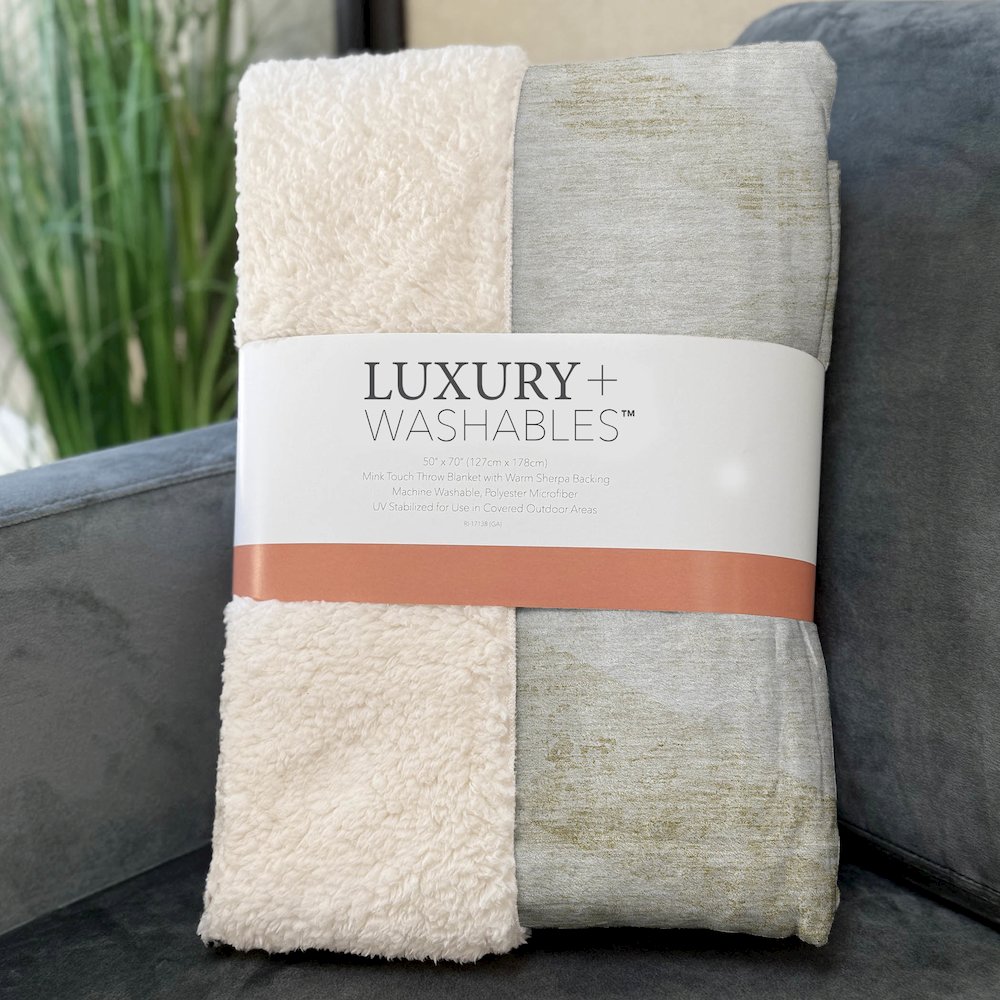 Premium Machine Washable ASB770 Khaki 50" x 70" Sherpa Throw Blanket